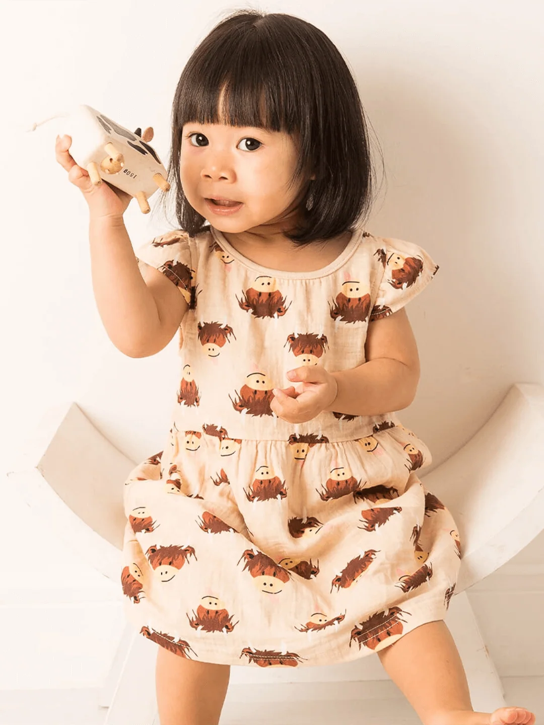 Neutral Highland Cow Summer Dress - Image 3