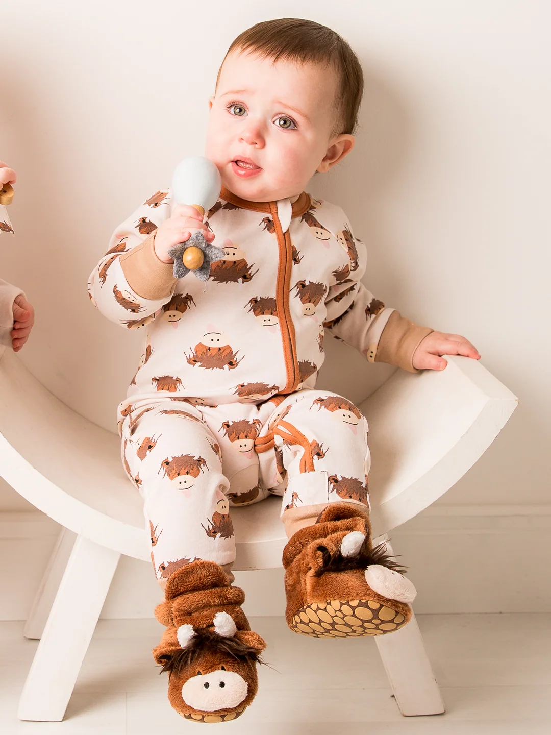 Neutral Highland Cow Romper & Booties Gifting Set - Image 6