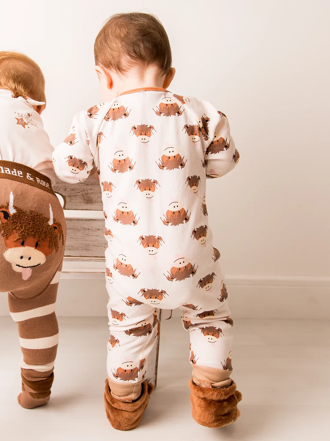 Neutral Highland Cow Romper & Booties Gifting Set - Image 7