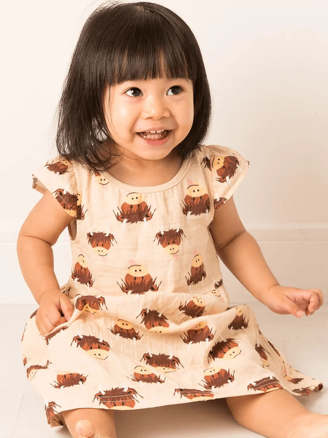 Neutral Highland Cow Summer Dress - Image 2